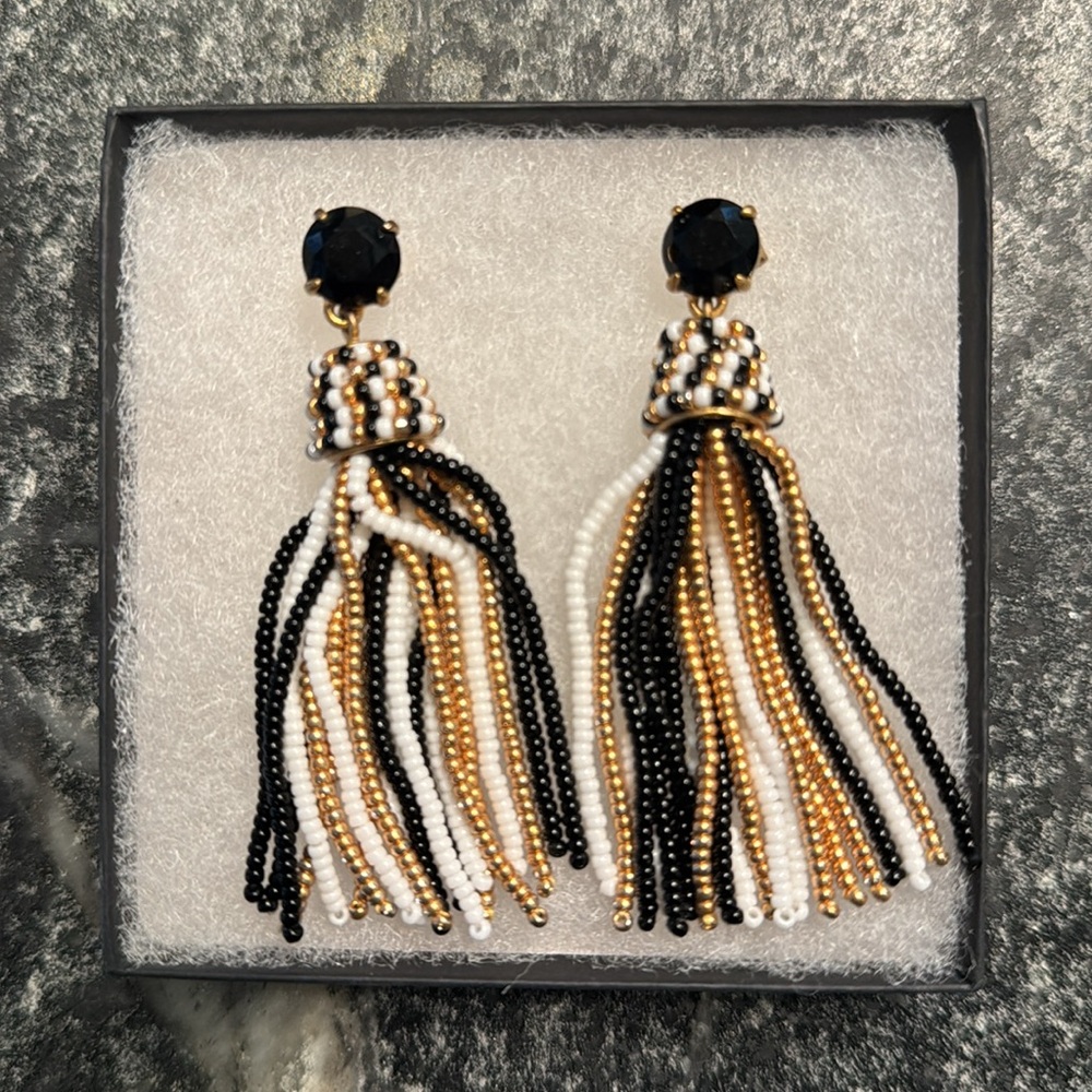 J. Crew Earrings, Black, White & Gold